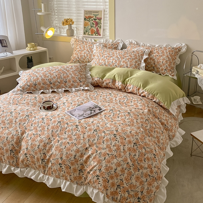 91家纺网 家纺一手货源 找家纺 澳梵  2023新款法式清新四件套-晚风告白 花间游