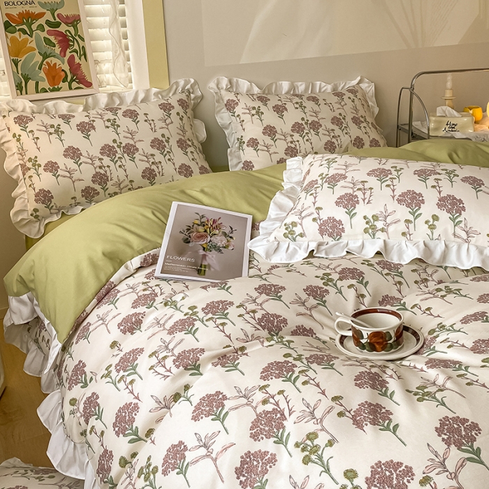 91家纺网 家纺一手货源 找家纺 澳梵  2023新款法式清新四件套-晚风告白 海芋恋人