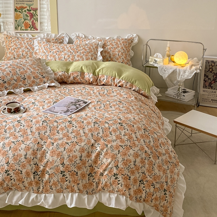 91家纺网 家纺一手货源 找家纺 澳梵  2023新款法式清新四件套-晚风告白 花间游