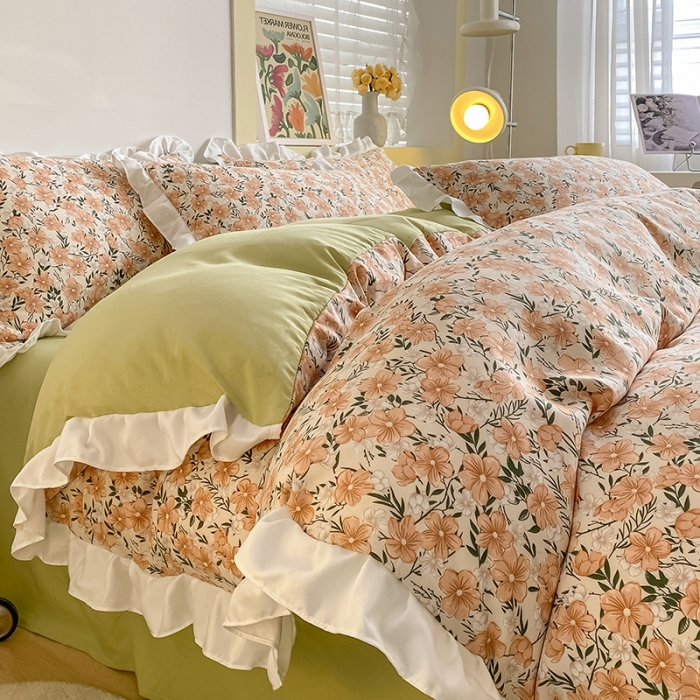 91家纺网 家纺一手货源 找家纺 澳梵  2023新款法式清新四件套-晚风告白 花间游