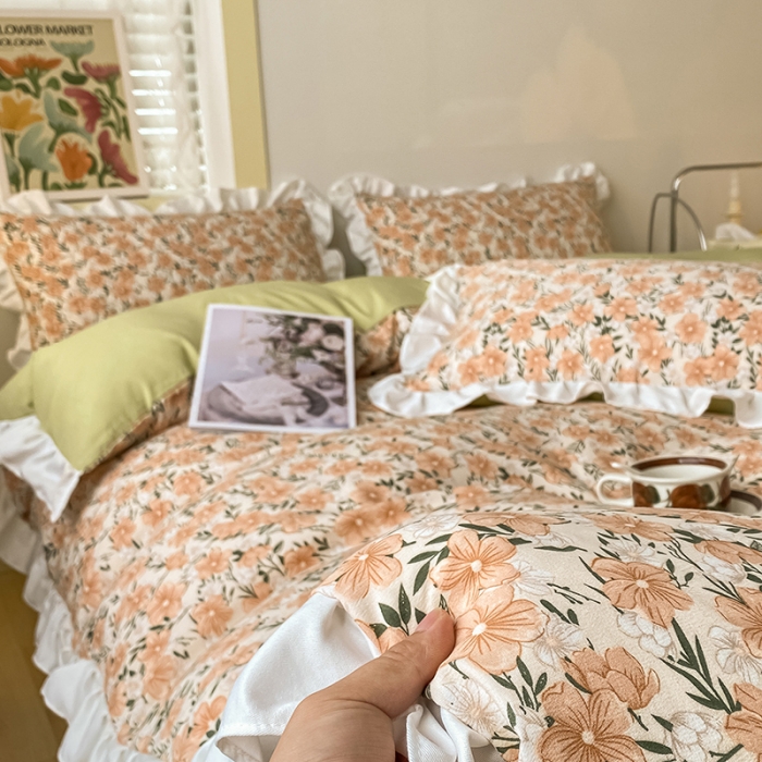 91家纺网 家纺一手货源 找家纺 澳梵  2023新款法式清新四件套-晚风告白 花间游