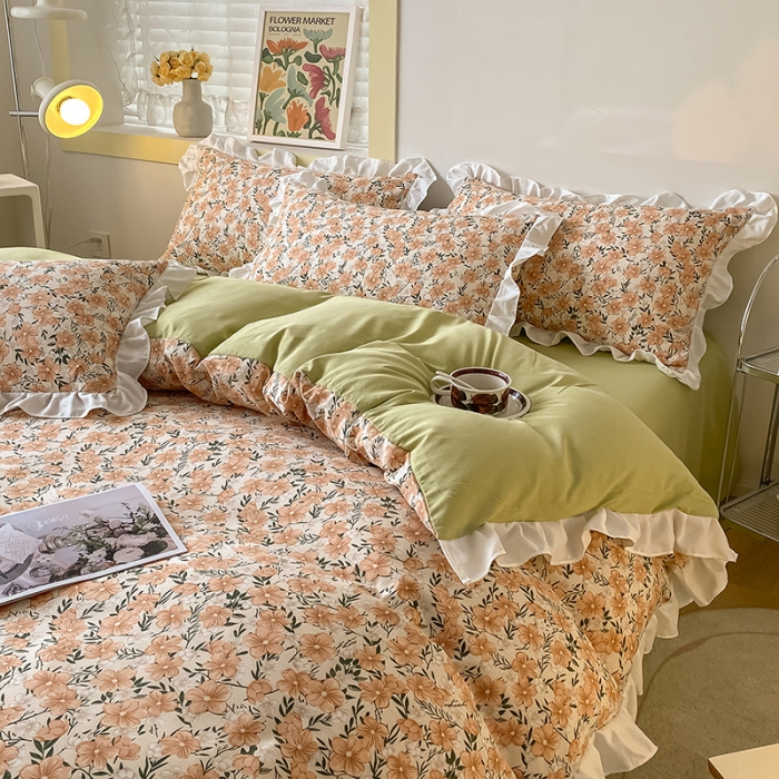 91家纺网 家纺一手货源 找家纺 澳梵  2023新款法式清新四件套-晚风告白 花间游