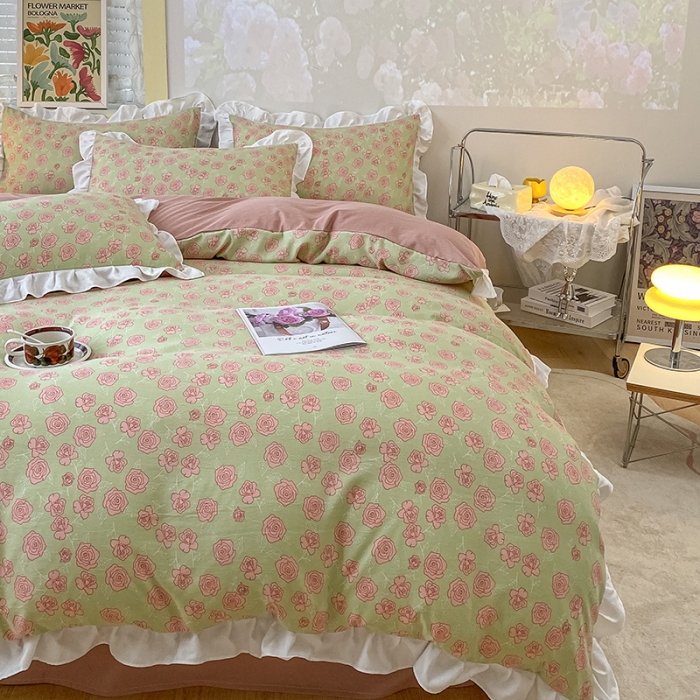 91家纺网 家纺一手货源 找家纺 澳梵  2023新款法式清新四件套-晚风告白 瑞丽