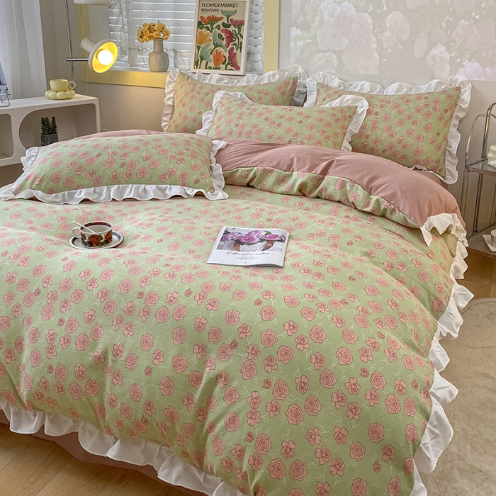 91家纺网 家纺一手货源 找家纺 澳梵  2023新款法式清新四件套-晚风告白 瑞丽