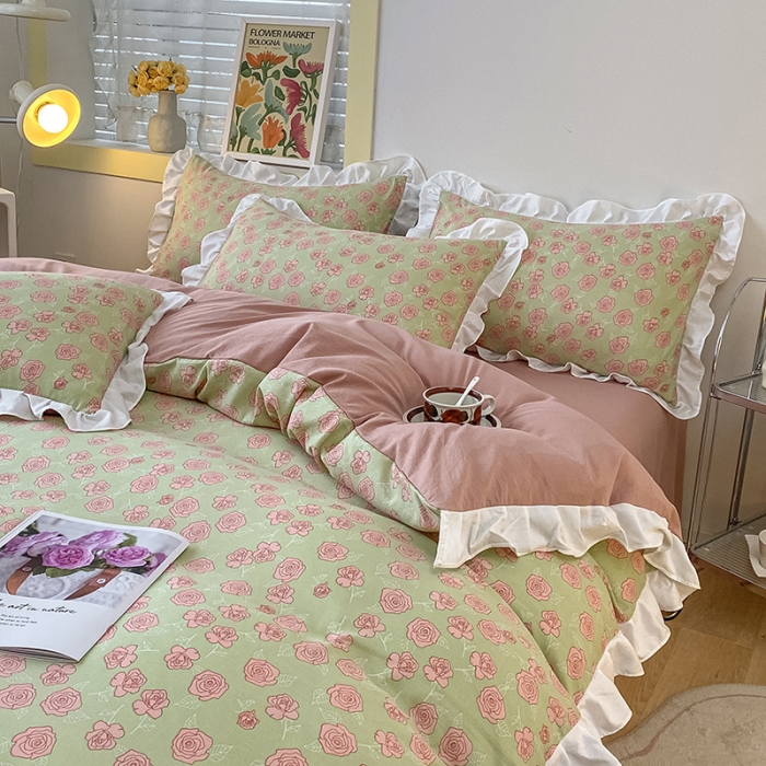 91家纺网 家纺一手货源 找家纺 澳梵  2023新款法式清新四件套-晚风告白 瑞丽