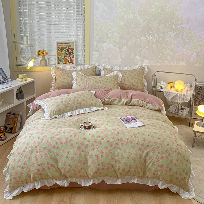 91家纺网 家纺一手货源 找家纺 澳梵  2023新款法式清新四件套-晚风告白 瑞丽