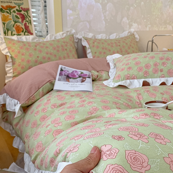 91家纺网 家纺一手货源 找家纺 澳梵  2023新款法式清新四件套-晚风告白 瑞丽