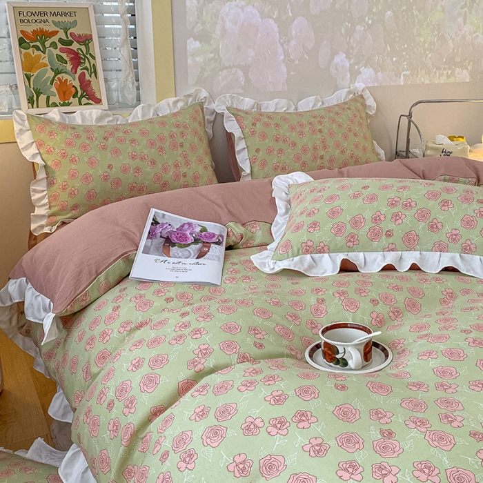 91家纺网 家纺一手货源 找家纺 澳梵  2023新款法式清新四件套-晚风告白 瑞丽