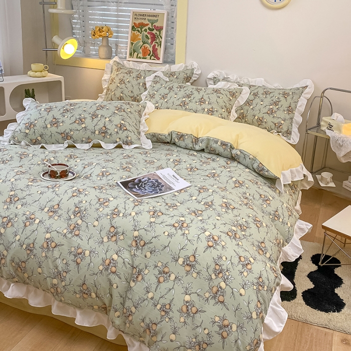 91家纺网 家纺一手货源 找家纺 澳梵  2023新款法式清新四件套-晚风告白 石榴花