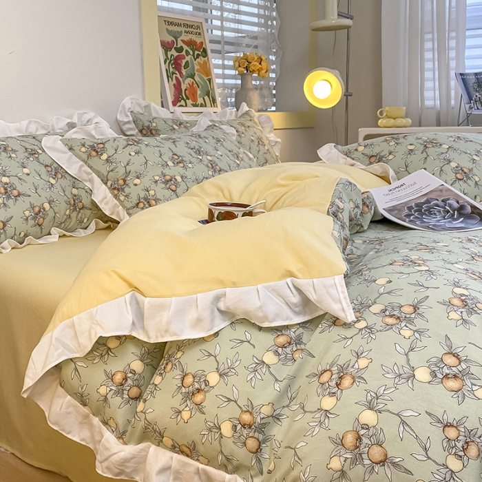 91家纺网 家纺一手货源 找家纺 澳梵  2023新款法式清新四件套-晚风告白 石榴花