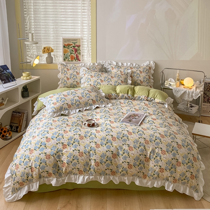 91家纺网 家纺一手货源 找家纺 澳梵  2023新款法式清新四件套-晚风告白 香恋