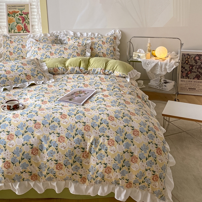 91家纺网 家纺一手货源 找家纺 澳梵  2023新款法式清新四件套-晚风告白 香恋