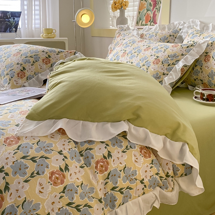 91家纺网 家纺一手货源 找家纺 澳梵  2023新款法式清新四件套-晚风告白 香恋