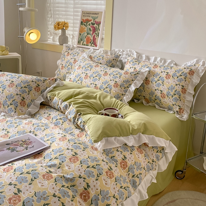 91家纺网 家纺一手货源 找家纺 澳梵  2023新款法式清新四件套-晚风告白 香恋