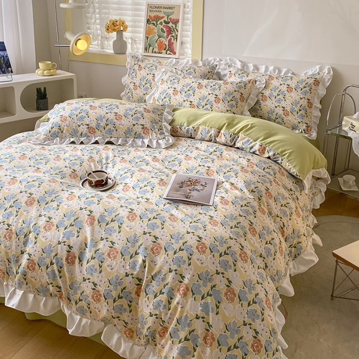 91家纺网 家纺一手货源 找家纺 澳梵  2023新款法式清新四件套-晚风告白 香恋