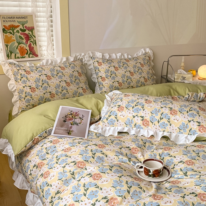 91家纺网 家纺一手货源 找家纺 澳梵  2023新款法式清新四件套-晚风告白 香恋