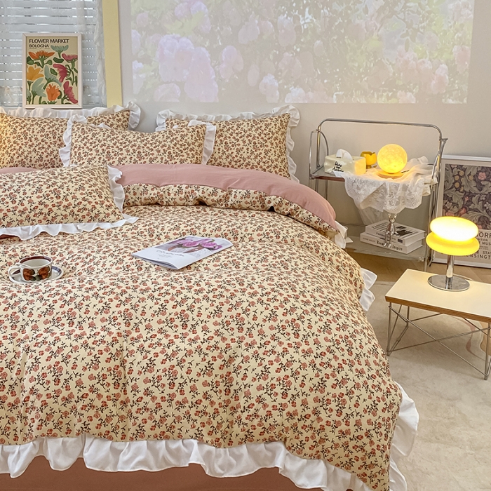 91家纺网 家纺一手货源 找家纺 澳梵  2023新款法式清新四件套-晚风告白 小玫瑰