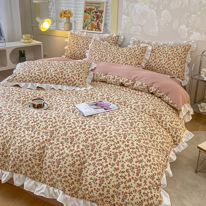 91家纺网 家纺一手货源 找家纺 澳梵  2023新款法式清新四件套-晚风告白 小玫瑰