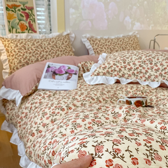 91家纺网 家纺一手货源 找家纺 澳梵  2023新款法式清新四件套-晚风告白 小玫瑰