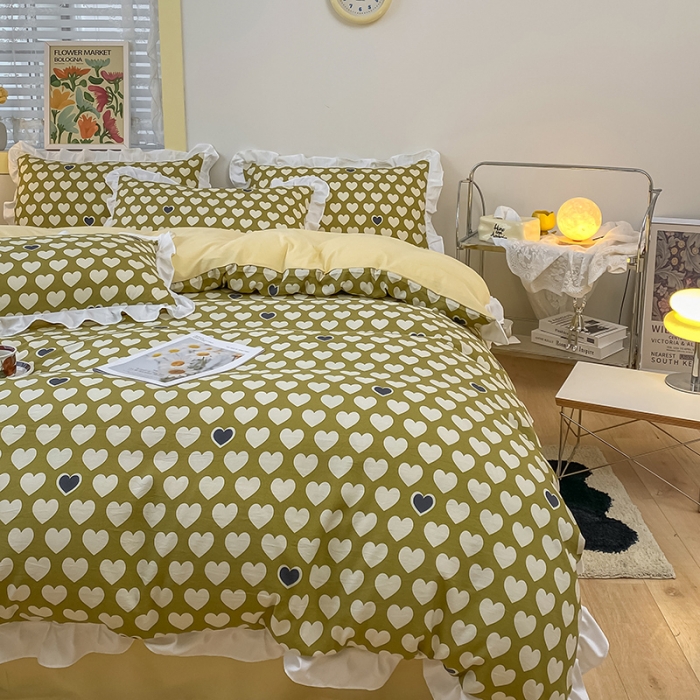 91家纺网 家纺一手货源 找家纺 澳梵  2023新款法式清新四件套-晚风告白 心心相印