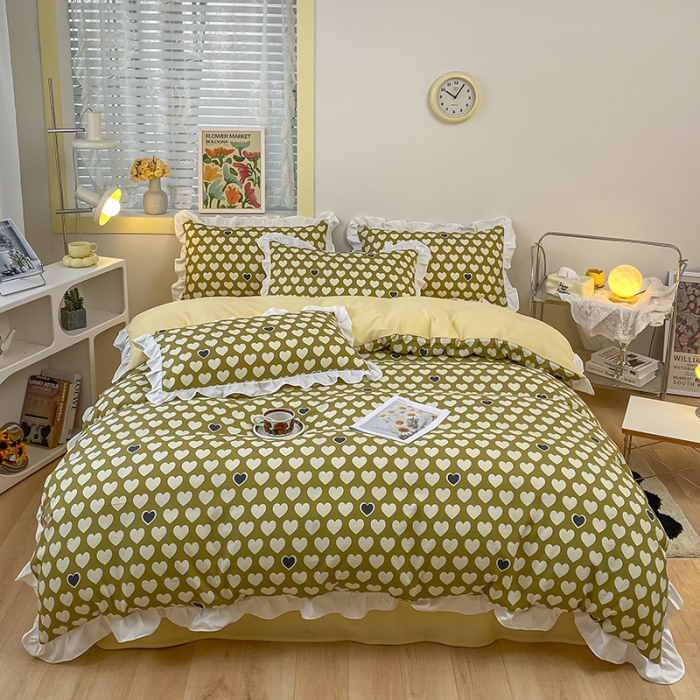 91家纺网 家纺一手货源 找家纺 澳梵  2023新款法式清新四件套-晚风告白 心心相印