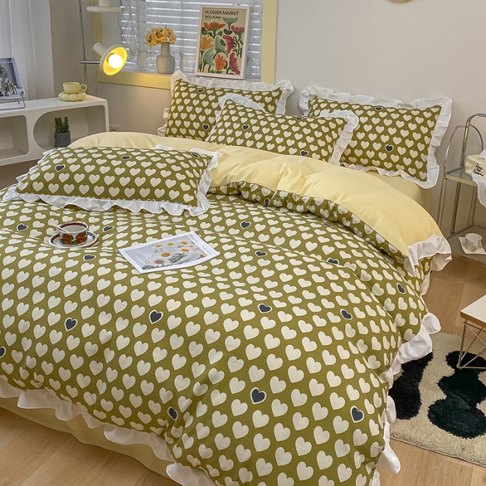 91家纺网 家纺一手货源 找家纺 澳梵  2023新款法式清新四件套-晚风告白 心心相印