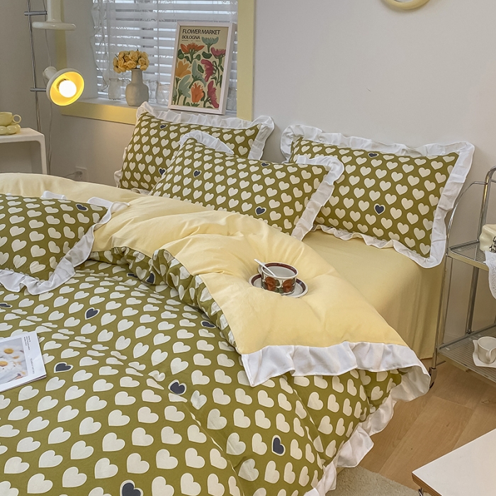 91家纺网 家纺一手货源 找家纺 澳梵  2023新款法式清新四件套-晚风告白 心心相印