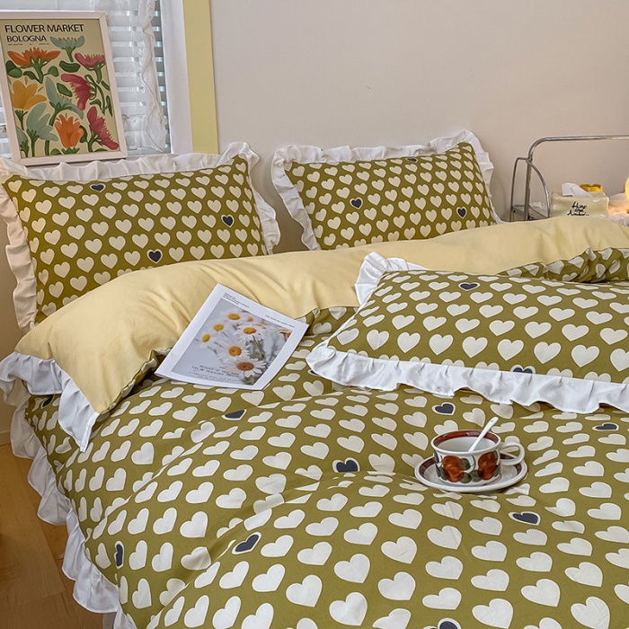 91家纺网 家纺一手货源 找家纺 澳梵  2023新款法式清新四件套-晚风告白 心心相印