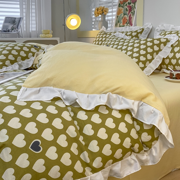 91家纺网 家纺一手货源 找家纺 澳梵  2023新款法式清新四件套-晚风告白 心心相印