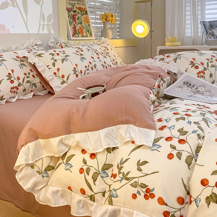 91家纺网 家纺一手货源 找家纺 澳梵  2023新款法式清新四件套-晚风告白 樱洛