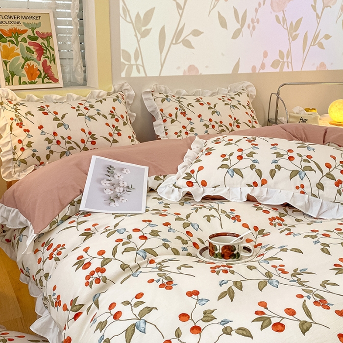 91家纺网 家纺一手货源 找家纺 澳梵  2023新款法式清新四件套-晚风告白 樱洛