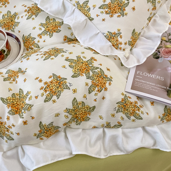 91家纺网 家纺一手货源 找家纺 澳梵  2023新款法式清新四件套-晚风告白 栀子花香