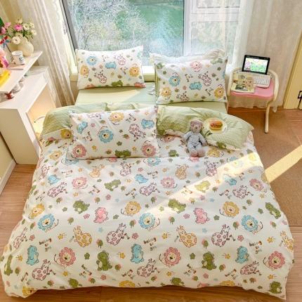 91家纺网 家纺一手货源 找家纺 沐辰 2023新款13372全棉印花四件套-萌趣系列 动物乐园