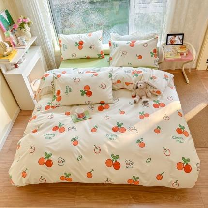 91家纺网 家纺一手货源 找家纺 沐辰 2023新款13372全棉印花四件套-萌趣系列 果味兔