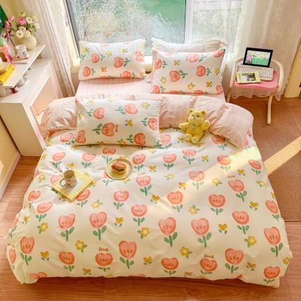 沐辰 2023新款13372全棉印花四件套-萌趣系列 爱心捧花