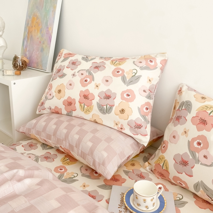 91家纺网 家纺一手货源 找家纺 沐辰 2023新款13372全棉印花四件套-萌趣系列 春日浪漫