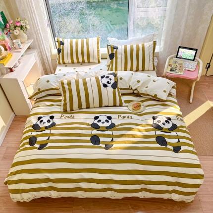 沐辰 2023新款13372全棉印花四件套-萌趣系列 呆萌熊猫