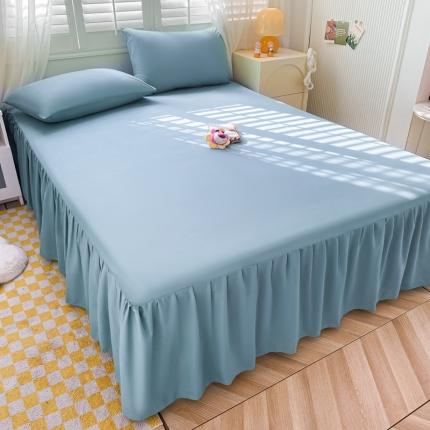 91家纺网 家纺一手货源 找家纺 极梦 2025新款纯色水洗棉磨毛单床裙三件套床垫保护套 布丁兰