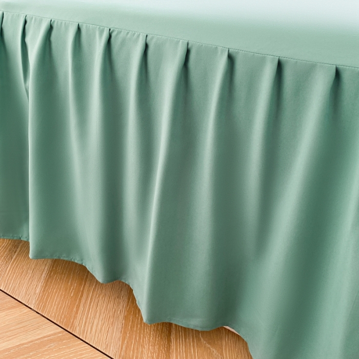 91家纺网 家纺一手货源 找家纺 极梦 2025新款纯色水洗棉磨毛单床裙三件套床垫保护套 薄荷绿