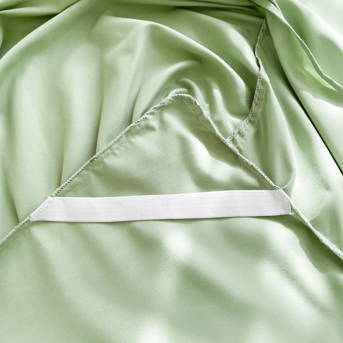 91家纺网 家纺一手货源 找家纺 极梦 2025新款纯色水洗棉磨毛单床裙三件套床垫保护套 草绿色