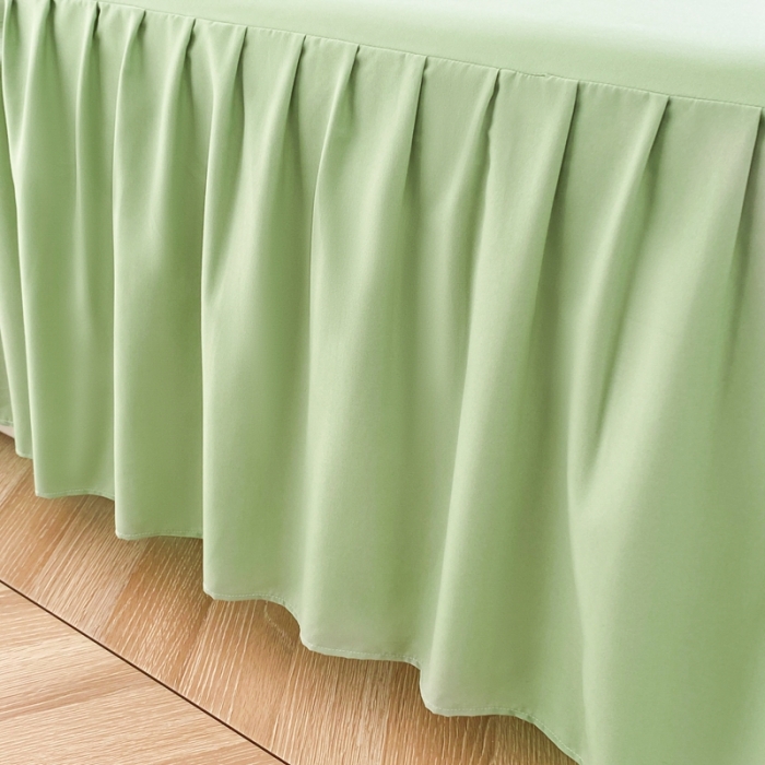 91家纺网 家纺一手货源 找家纺 极梦 2025新款纯色水洗棉磨毛单床裙三件套床垫保护套 草绿色