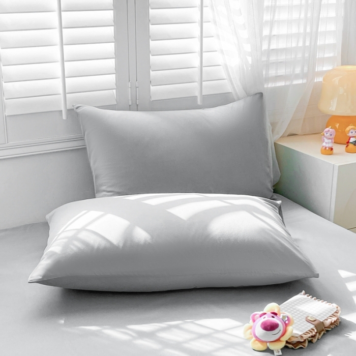 91家纺网 家纺一手货源 找家纺 极梦 2025新款纯色水洗棉磨毛单床裙三件套床垫保护套 淡浅灰