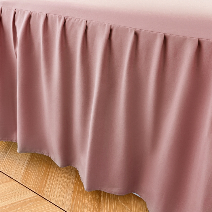 91家纺网 家纺一手货源 找家纺 极梦 2025新款纯色水洗棉磨毛单床裙三件套床垫保护套 豆沙藕