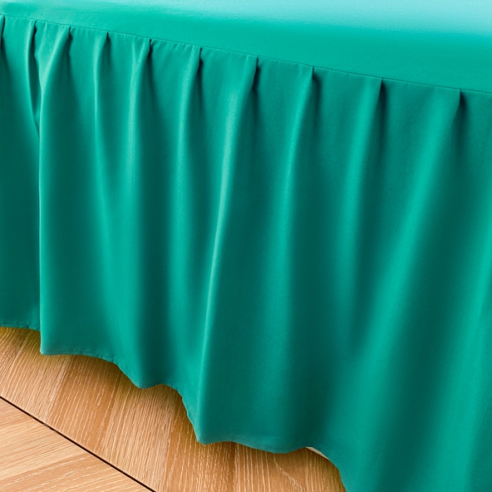 91家纺网 家纺一手货源 找家纺 极梦 2025新款纯色水洗棉磨毛单床裙三件套床垫保护套 湖绿蓝