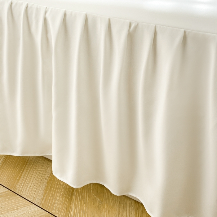 91家纺网 家纺一手货源 找家纺 极梦 2025新款纯色水洗棉磨毛单床裙三件套床垫保护套 米白