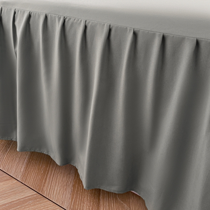 91家纺网 家纺一手货源 找家纺 极梦 2025新款纯色水洗棉磨毛单床裙三件套床垫保护套 深银灰