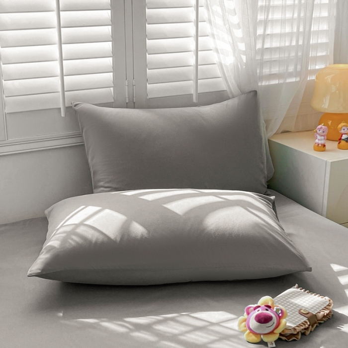 91家纺网 家纺一手货源 找家纺 极梦 2025新款纯色水洗棉磨毛单床裙三件套床垫保护套 深银灰