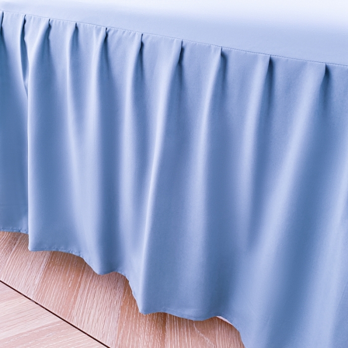 91家纺网 家纺一手货源 找家纺 极梦 2025新款纯色水洗棉磨毛单床裙三件套床垫保护套 天极蓝