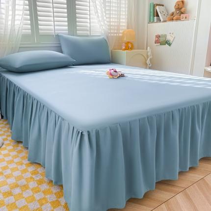 91家纺网 家纺一手货源 找家纺 （总）极梦 2025新款纯色水洗棉磨毛单床裙三件套床垫保护套