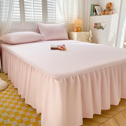 91家纺网 家纺一手货源 找家纺 （总）极梦 2025新款纯色水洗棉磨毛单床裙三件套床垫保护套